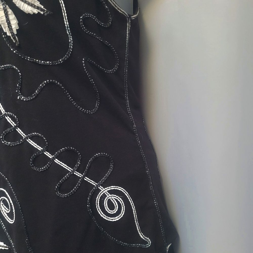 Lauren Michelle Tank Top Sparkle Braided Embellishments Silver Bling Large New - Picture 6 of 9